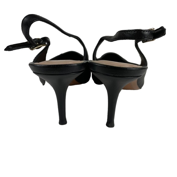 Banana Republic Slingback Black Soft Leather Strap 2.75” Heels Textured Size 9.5 - Picture 5 of 16